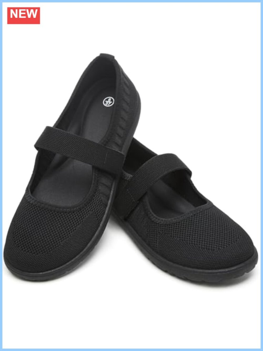 Wide Toe Box Knit Mary Jane Flats Comfortable Dress Shoes